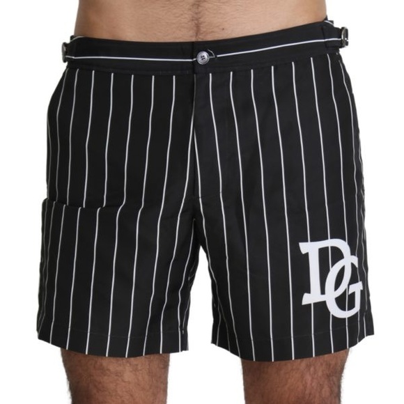 Dolce & Gabbana BLACK WHITE STRIPED BEACHWEAR BOXER SWIMSHORTS - Picture 2 of 3